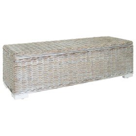 Caja almacenaje madera caoba blanco y ratán Kubu natural 110 cm en Bancos para recibidores y almacenamiento | Comprar online en 