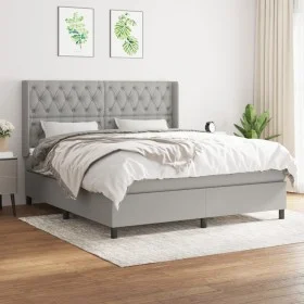 Box spring bed with light gray fabric mattress 160x200 cm by vidaXL, Beds and slatted bases - Ref: Foro24-3131681, Price: 582...