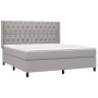Cama box spring con colchón tela gris claro 160x200 cm de vidaXL, Camas y somieres - Ref: Foro24-3131681, Precio: 601,47 €, D...
