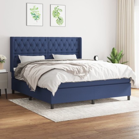 Cama box spring con colchón tela azul 160x200 cm de vidaXL, Camas y somieres - Ref: Foro24-3131687, Precio: 589,86 €, Descuen...