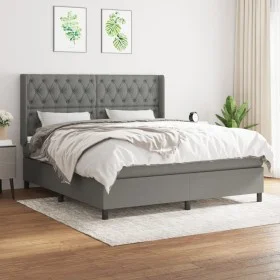 Box spring bed with dark gray fabric mattress 160x200 cm by vidaXL, Beds and slatted bases - Ref: Foro24-3131682, Price: 594,...
