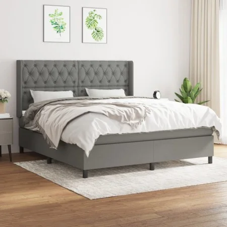Box spring bed with dark gray fabric mattress 160x200 cm by vidaXL, Beds and slatted bases - Ref: Foro24-3131682, Price: 594,...