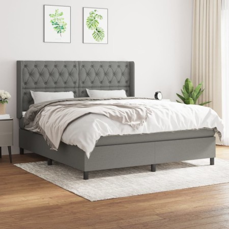 Cama box spring con colchón tela gris oscuro 160x200 cm de vidaXL, Camas y somieres - Ref: Foro24-3131682, Precio: 599,60 €, ...