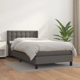 Cama box spring con colchón cuero sintético gris 90x190 cm de vidaXL, Camas y somieres - Ref: Foro24-3130755, Precio: 323,76 ...