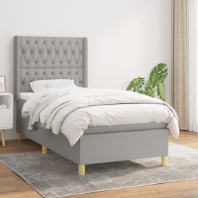 Cama box spring con colchón tela gris claro 90x200 cm de vidaXL, Camas y somieres - Ref: Foro24-3132201, Precio: 346,85 €, De...