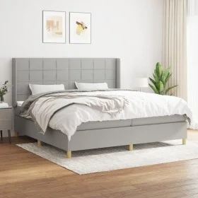 Box spring bed with light gray fabric mattress 200x200 cm by vidaXL, Beds and slatted bases - Ref: Foro24-3132017, Price: 647...