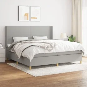 Box spring bed with light gray fabric mattress 200x200 cm by vidaXL, Beds and slatted bases - Ref: Foro24-3131857, Price: 647...