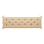 Banco de jardín madera maciza de teca con cojín beige 175 cm en Bancos de jardín | Comprar online en Foru.es