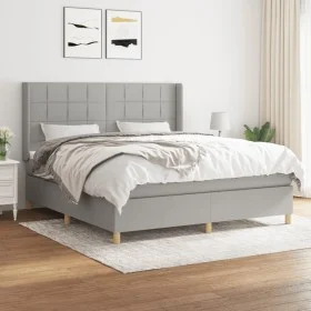 Cama box spring con colchón tela gris claro 160x200 cm de vidaXL, Camas y somieres - Ref: Foro24-3132001, Precio: 546,58 €, D...