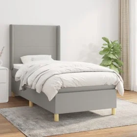 Cama box spring con colchón tela gris claro 90x200 cm de vidaXL, Camas y somieres - Ref: Foro24-3131801, Precio: 332,15 €, De...