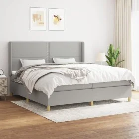 Cama box spring con colchón tela gris claro 200x200 cm de vidaXL, Camas y somieres - Ref: Foro24-3131937, Precio: 623,14 €, D...
