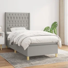 Cama box spring con colchón tela gris claro 90x190 cm de vidaXL, Camas y somieres - Ref: Foro24-3132193, Precio: 313,11 €, De...