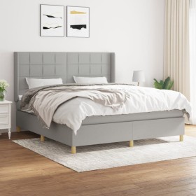 Cama box spring con colchón tela gris claro 180x200 cm de vidaXL, Camas y somieres - Ref: Foro24-3132009, Precio: 633,46 €, D...
