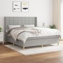 Cama box spring con colchón tela gris claro 180x200 cm de vidaXL, Camas y somieres - Ref: Foro24-3132009, Precio: 633,46 €, D...
