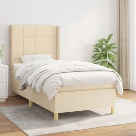 Cama box spring con colchón tela color crema 100x200 cm de vidaXL, Camas y somieres - Ref: Foro24-3131974, Precio: 340,42 €, ...