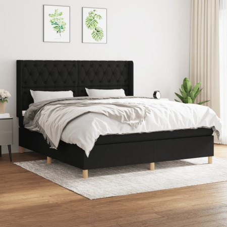 Cama box spring con colchón tela negro 160x200 cm de vidaXL, Camas y somieres - Ref: Foro24-3132243, Precio: 659,32 €, Descue...