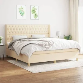Cama box spring con colchón tela color crema 200x200 cm de vidaXL, Camas y somieres - Ref: Foro24-3132262, Precio: 664,25 €, ...