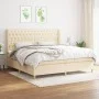 Box spring bed with cream fabric mattress 200x200 cm by vidaXL, Beds and slatted bases - Ref: Foro24-3132262, Price: 664,25 €...