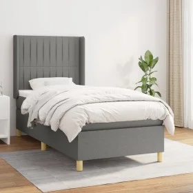 Box spring bed with dark gray fabric mattress 90x200 cm by vidaXL, Beds and slatted bases - Ref: Foro24-3132122, Price: 373,3...