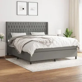 Cama box spring con colchón tela gris oscuro 180x200 cm de vidaXL, Camas y somieres - Ref: Foro24-3131690, Precio: 652,44 €, ...