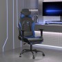 Silla gaming de masaje y reposapiés cuero sintético negro azul en Sillas gaming | Comprar online en Foru.es