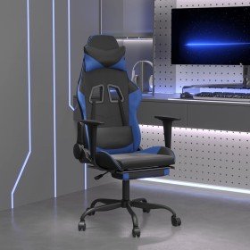 Silla gaming de masaje y reposapiés cuero sintético negro azul en Sillas gaming | Comprar online en Foru.es