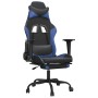 Silla gaming de masaje y reposapiés cuero sintético negro azul en Sillas gaming | Comprar online en Foru.es