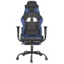 Silla gaming de masaje y reposapiés cuero sintético negro azul en Sillas gaming | Comprar online en Foru.es