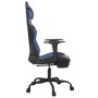 Silla gaming de masaje y reposapiés cuero sintético negro azul en Sillas gaming | Comprar online en Foru.es