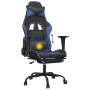 Silla gaming de masaje y reposapiés cuero sintético negro azul en Sillas gaming | Comprar online en Foru.es