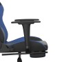 Silla gaming de masaje y reposapiés cuero sintético negro azul en Sillas gaming | Comprar online en Foru.es