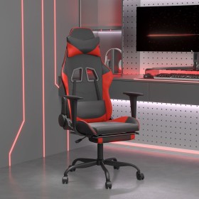 Silla gaming de masaje y reposapiés cuero sintético negro rojo en Sillas gaming | Comprar online en Foru.es