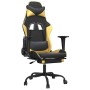 Silla gaming masaje y reposapiés cuero sintético negro dorado en Sillas gaming | Comprar online en Foru.es