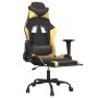 Silla gaming masaje y reposapiés cuero sintético negro dorado en Sillas gaming | Comprar online en Foru.es