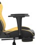 Silla gaming masaje y reposapiés cuero sintético negro dorado en Sillas gaming | Comprar online en Foru.es