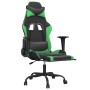 Silla gaming de masaje y reposapiés cuero sintético negro verde en Sillas gaming | Comprar online en Foru.es