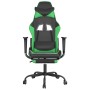 Silla gaming de masaje y reposapiés cuero sintético negro verde en Sillas gaming | Comprar online en Foru.es