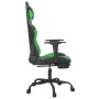 Silla gaming de masaje y reposapiés cuero sintético negro verde en Sillas gaming | Comprar online en Foru.es