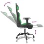 Silla gaming de masaje y reposapiés cuero sintético negro verde en Sillas gaming | Comprar online en Foru.es