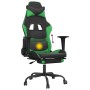 Silla gaming de masaje y reposapiés cuero sintético negro verde en Sillas gaming | Comprar online en Foru.es