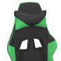 Silla gaming de masaje y reposapiés cuero sintético negro verde en Sillas gaming | Comprar online en Foru.es