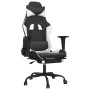 Silla gaming masaje y reposapiés cuero sintético negro blanco en Sillas gaming | Comprar online en Foru.es
