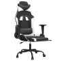 Silla gaming masaje y reposapiés cuero sintético negro blanco en Sillas gaming | Comprar online en Foru.es