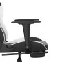 Silla gaming masaje y reposapiés cuero sintético negro blanco en Sillas gaming | Comprar online en Foru.es
