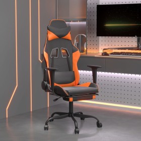 Silla gaming masaje y reposapiés cuero sintético negro naranja en Sillas gaming | Comprar online en Foru.es