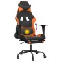 Silla gaming masaje y reposapiés cuero sintético negro naranja en Sillas gaming | Comprar online en Foru.es