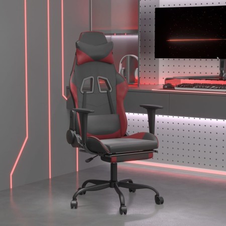 Silla gaming masaje reposapiés cuero sintético negro rojo tinto en Sillas gaming | Comprar online en Foru.es