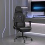 Silla gaming de masaje y reposapiés cuero sintético negro en Sillas gaming | Comprar online en Foru.es
