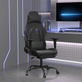 Silla gaming de masaje y reposapiés cuero sintético negro en Sillas gaming | Comprar online en Foru.es