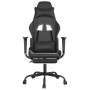 Silla gaming de masaje y reposapiés cuero sintético negro en Sillas gaming | Comprar online en Foru.es